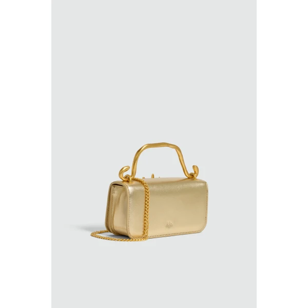 Aje Luna Metallic Mini Clutch in Gold | Clutch Bags | Coveti
