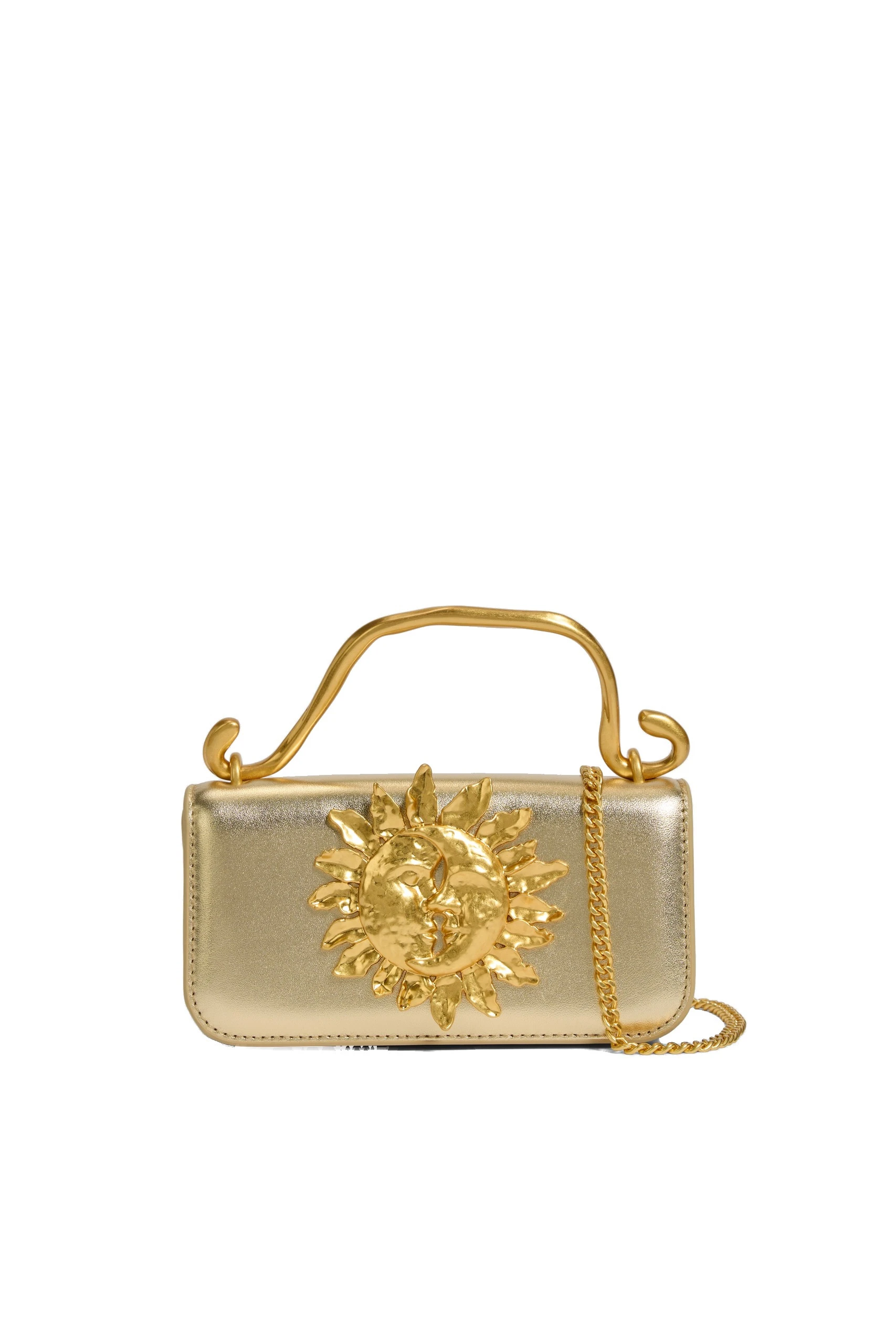 Aje Luna Metallic Mini Clutch Gold Aje Luna Metallic Mini Clutch in Gold | Clutch Bags | Coveti