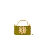 Aje Luna Mini Croc Emboss Clutch in Olive Croc | Clutch Bags | Coveti