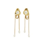 Aje Luneth Large Drop Stud in Gold/Pearl | Earrings | Coveti