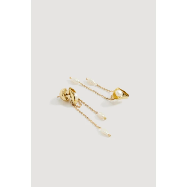 Aje Luneth Mini Drop Stud in Gold/Pearl | Earrings | Coveti