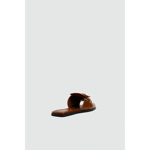 Aje Macy Buckle Slide in Tan | Flip Flops & Slides | Coveti