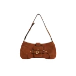 Aje Macy Suede Baguette Bag in Amber Brown Suede | Shoulder & Crossbody Bags | Coveti