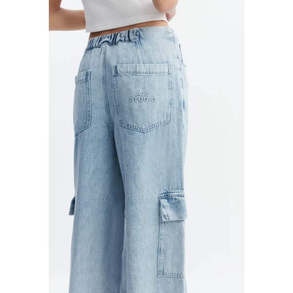 Aje Margot Denim Cargo Pant in Bleach | Pants | Coveti