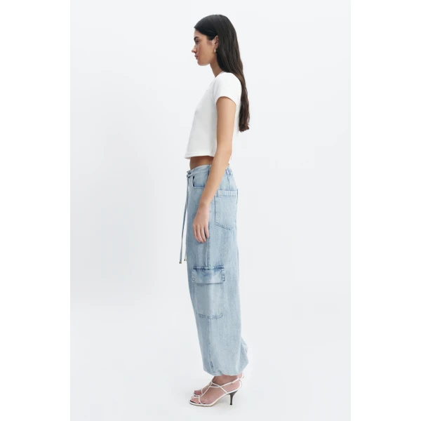 Aje Margot Denim Cargo Pant in Bleach | Pants | Coveti
