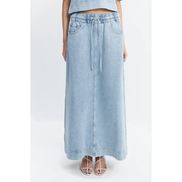 Aje Margot Denim Maxi Skirt in Bleach | Skirts | Coveti