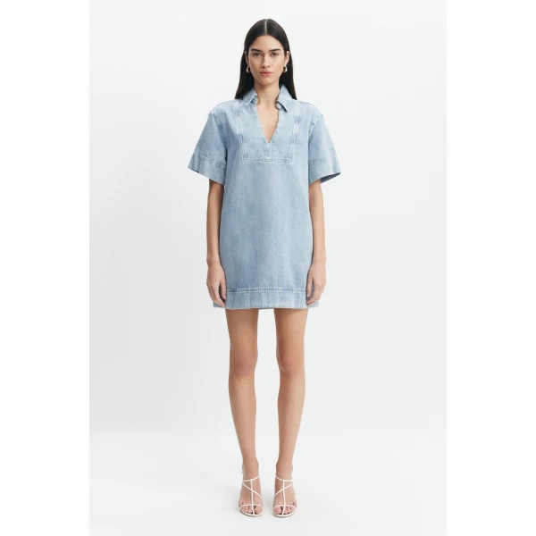 Aje Margot Denim Mini Dress in Bleach | Mini Dresses | Coveti