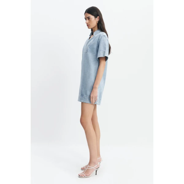 Aje Margot Denim Mini Dress in Bleach | Mini Dresses | Coveti