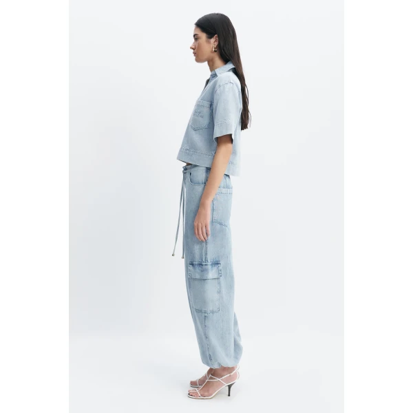 Aje Margot Denim Top in Bleach | Tops | Coveti