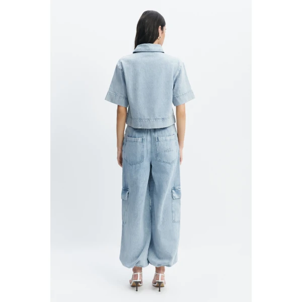 Aje Margot Denim Top in Bleach | Tops | Coveti
