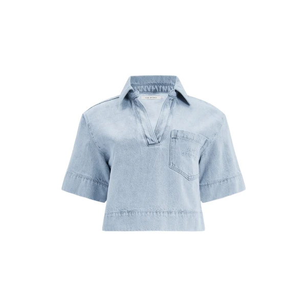 Aje Margot Denim Top in Bleach | Tops | Coveti