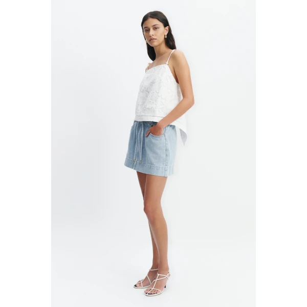 Aje Margot Mini Denim Skirt in Bleach | Skirts | Coveti