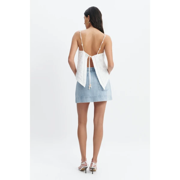 Aje Margot Mini Denim Skirt in Bleach | Skirts | Coveti