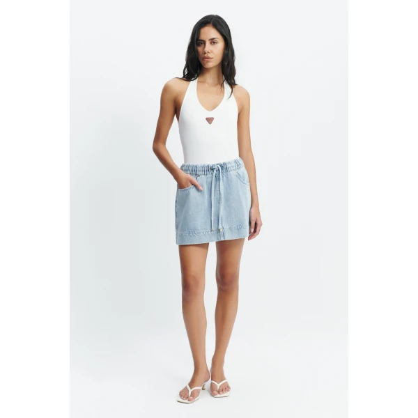 Aje Margot Mini Denim Skirt in Bleach | Skirts | Coveti