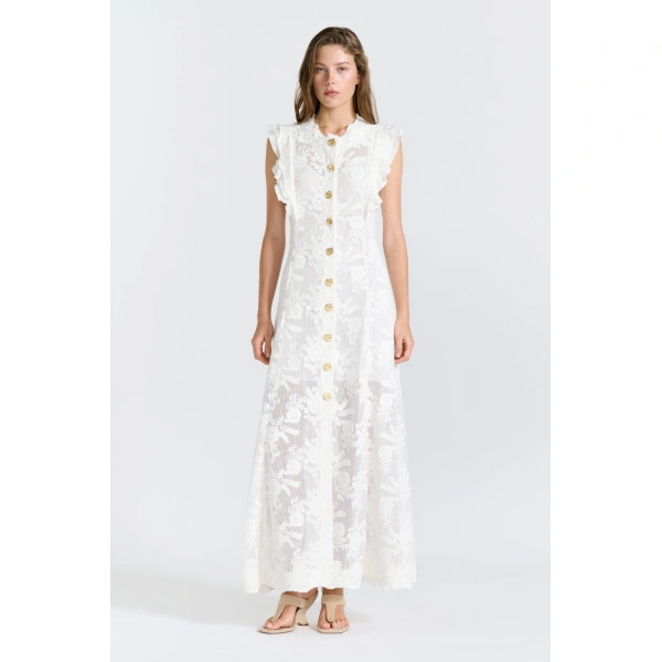 Aje Maribelle Lace Maxi Dress in Ivory | Maxi Dresses | Coveti