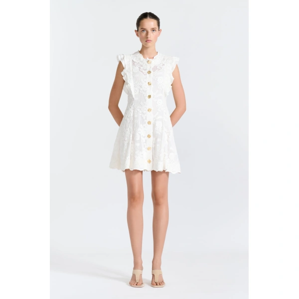 Aje Maribelle Lace Mini Dress in Ivory | Mini Dresses | Coveti