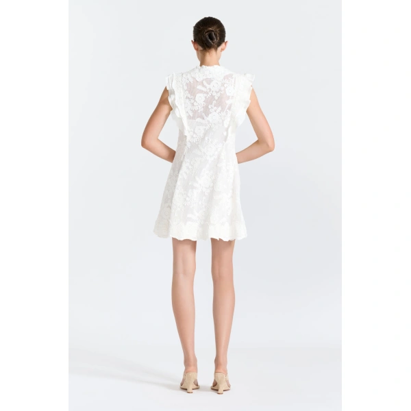 Aje Maribelle Lace Mini Dress in Ivory | Mini Dresses | Coveti