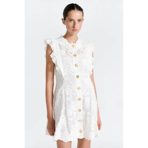 Aje Maribelle Lace Mini Dress in Ivory | Mini Dresses | Coveti