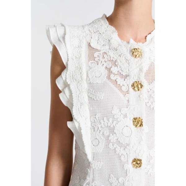 Aje Maribelle Lace Mini Dress in Ivory | Mini Dresses | Coveti