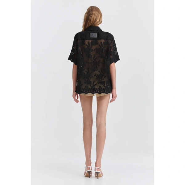 Aje Maribelle Lace Shirt in Black | Shirts | Coveti