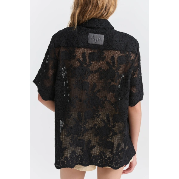 Aje Maribelle Lace Shirt in Black | Shirts | Coveti