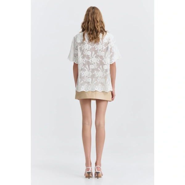 Aje Maribelle Lace Shirt in Ivory | Shirts | Coveti