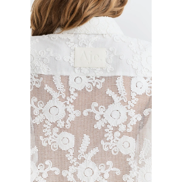 Aje Maribelle Lace Shirt in Ivory | Shirts | Coveti