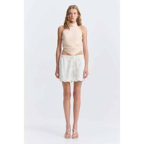 Aje Maribelle Lace Short in Ivory | Shorts | Coveti