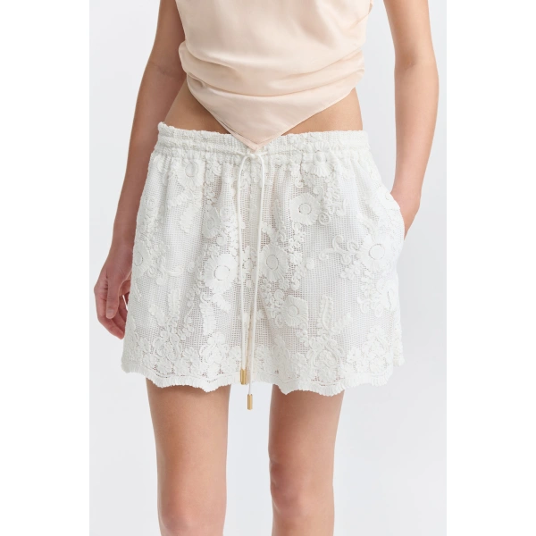 Aje Maribelle Lace Short in Ivory | Shorts | Coveti