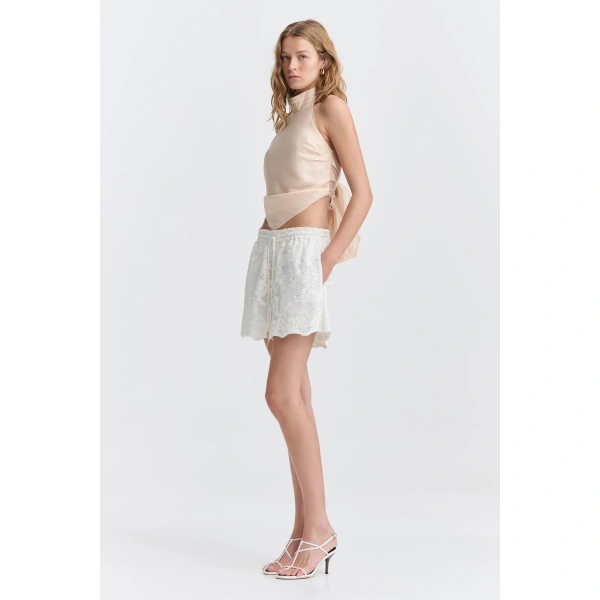 Aje Maribelle Lace Short in Ivory | Shorts | Coveti
