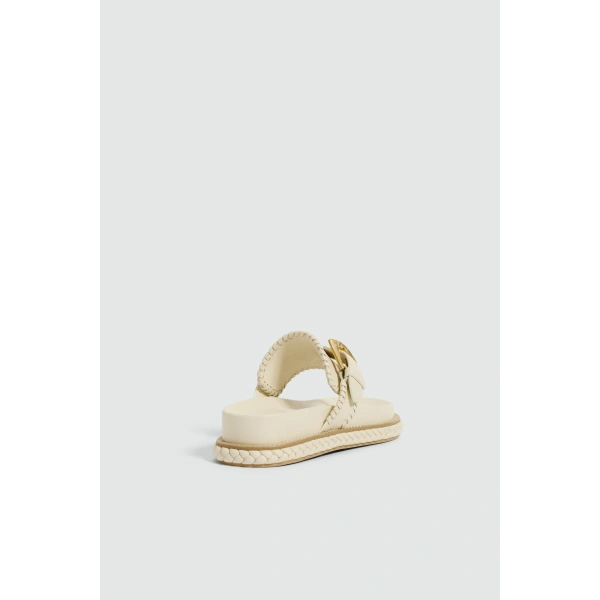 Aje Maxine Buckle Thong in Ivory | Flip Flops & Slides | Coveti