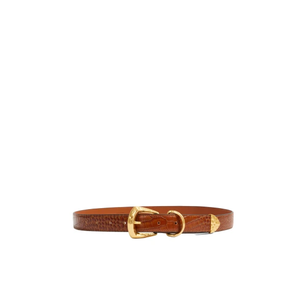 Aje Maxine Croc Emboss Belt in Amber Croc | Belts | Coveti