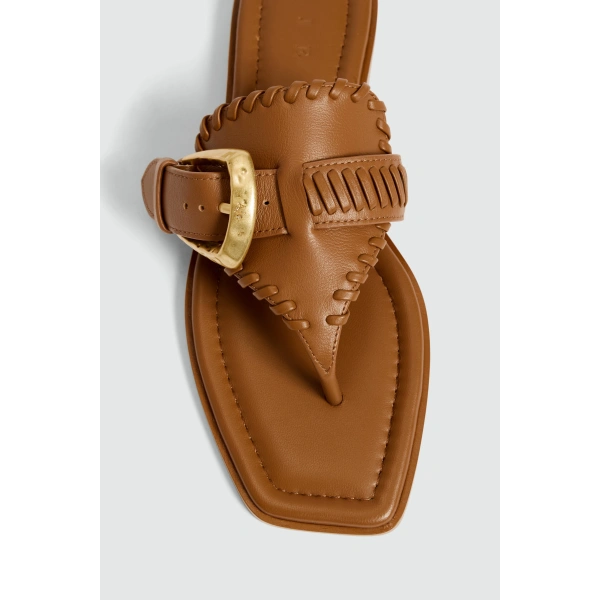 Aje Maxine Flat Thong in Tan | Flip Flops & Slides | Coveti