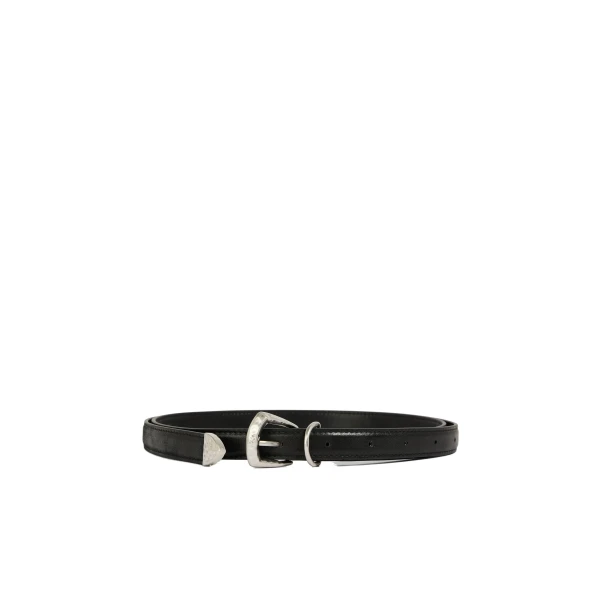 Aje Maxine Long Slim Belt in Black/Silver | Belts | Coveti