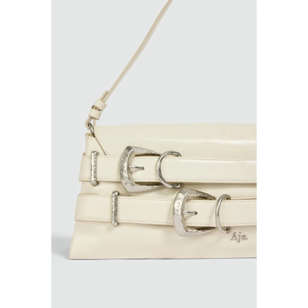 Aje Maxine Medium Clutch in Ivory/Silver | Clutch Bags | Coveti