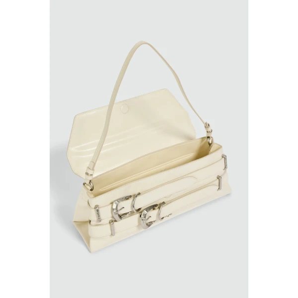 Aje Maxine Medium Clutch in Ivory/Silver | Clutch Bags | Coveti