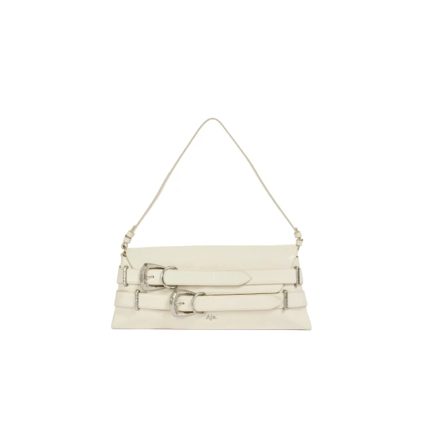 Aje Maxine Medium Clutch in Ivory/Silver | Clutch Bags | Coveti