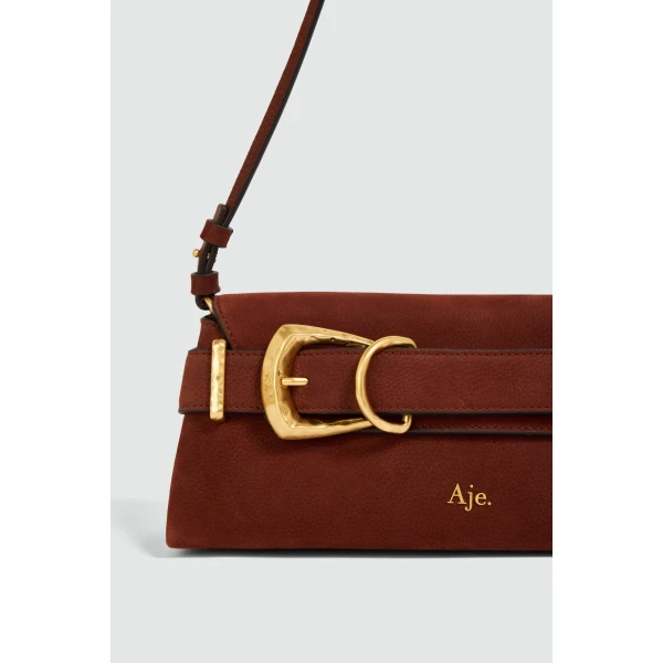 Aje Maxine Nubuck Clutch in Mahogony | Clutch Bags | Coveti