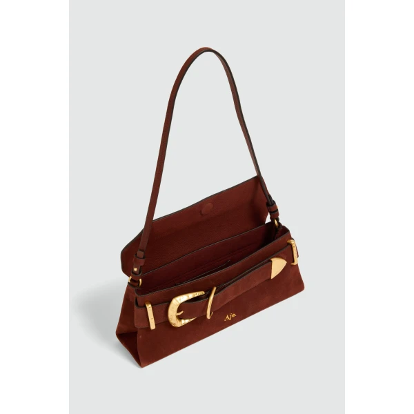 Aje Maxine Nubuck Clutch in Mahogony | Clutch Bags | Coveti