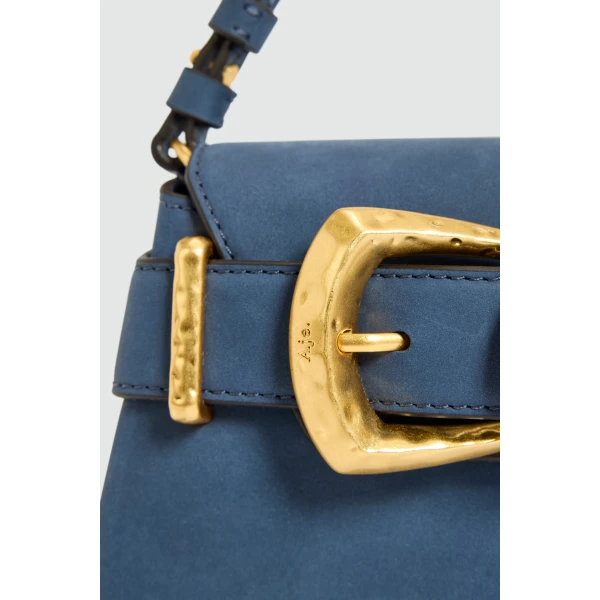 Aje Maxine Nubuck Clutch in Midnight Blue | Clutch Bags | Coveti