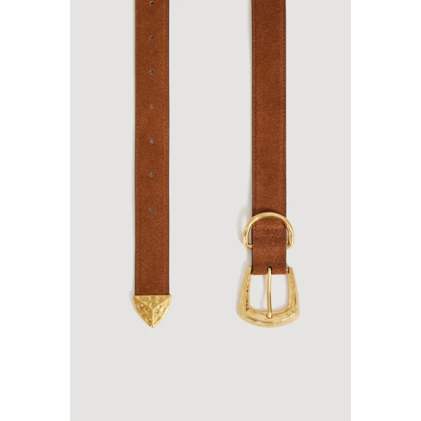 Aje Maxine Suede Belt in Amber Brown | Belts | Coveti