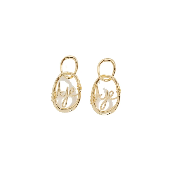 Aje Melodia Logo Drop Earring in Gold | Earrings | Coveti