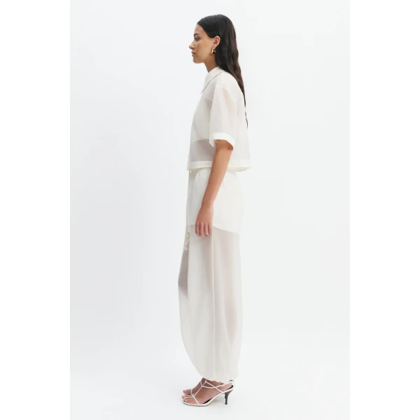 Aje Naia Cropped Shirt in Eggshell | Shirts | Coveti
