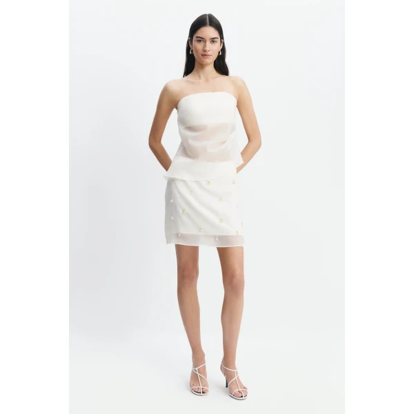 Aje Naia Mini Skirt in Eggshell | Skirts | Coveti