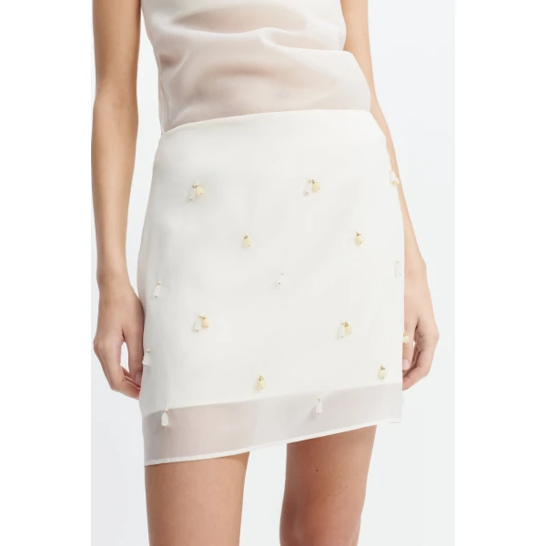 Aje Naia Mini Skirt in Eggshell | Skirts | Coveti