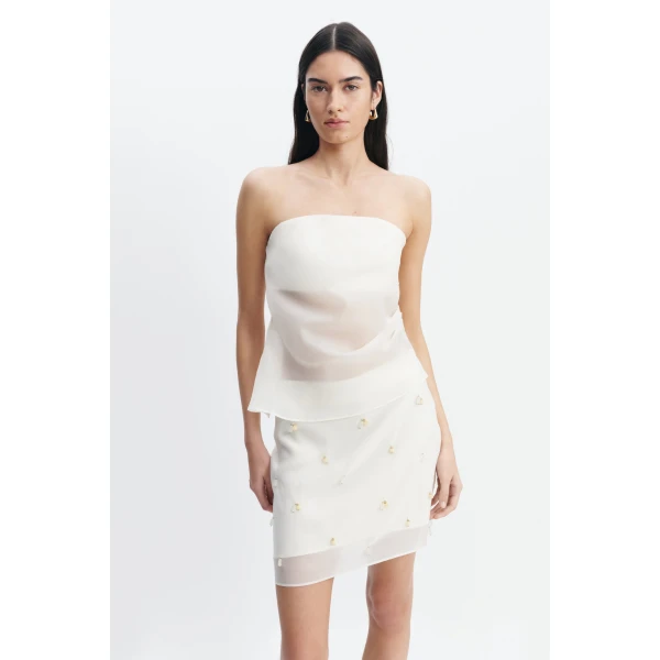 Aje Naia Strapless Top in Eggshell | Tops | Coveti