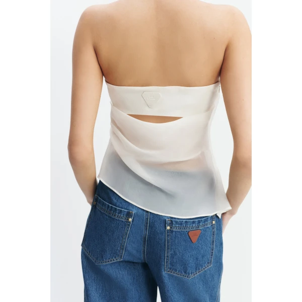 Aje Naia Strapless Top in Eggshell | Tops | Coveti