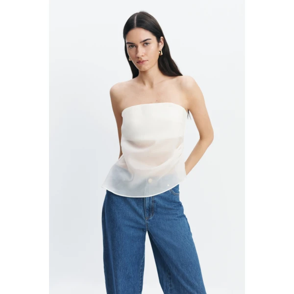 Aje Naia Strapless Top in Eggshell | Tops | Coveti