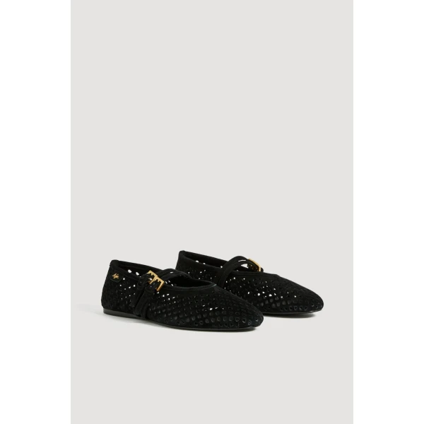 Aje Navina Suede Ballet Flat in Black | Flats | Coveti