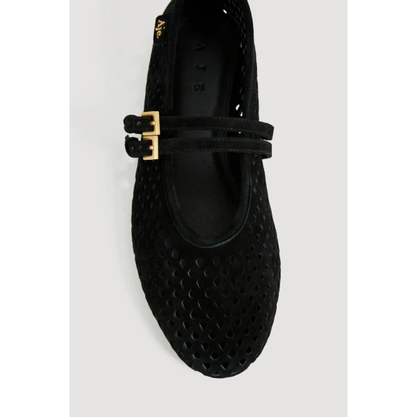 Aje Navina Suede Ballet Flat in Black | Flats | Coveti